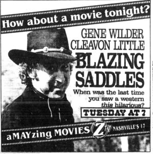 BLAZING SADDLES- WZTV television guide ad.
April 30, 1989.
