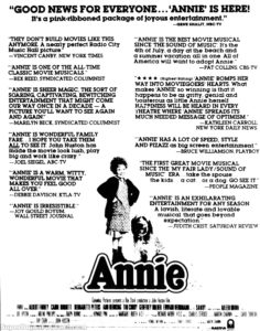 ANNIE- Newspaper ad.
May 30, 1982.