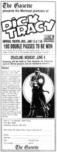 DICK TRACY- Newspaper ad. May 27, 1990.