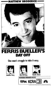 FERRIS BUELLER'S DAY OFF- Television guide ad.
May 14, 1989.