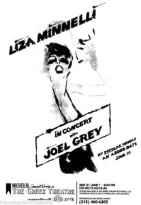 LIZA MINNELLI IN CONCERT- Newspaper ad.
May 27, 1981.