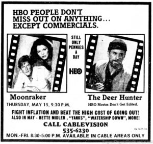 MOONRAKER/THE DEER HUNTER- Television guide ad. May 10, 1980.
