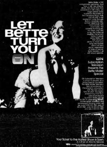 THE BETTE MIDLER SPECIAL- Television guide ad.
June 11, 1977.