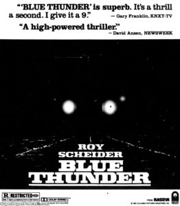 BLUES THUNDER- Newspaper ad.
June 12, 1983.