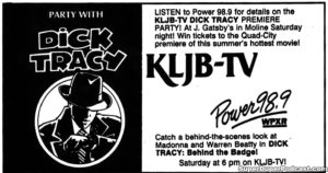 DICK TRACY- Newspaper ad. June 9, 1990.