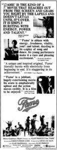FAME- Newspaper ad.
June 5, 1980.