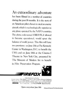 FIREFOX- Newspaper ad.
June 18, 1982.