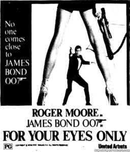 FOR YOUR EYES ONLY- Newspaper ad.
June 27, 1981.