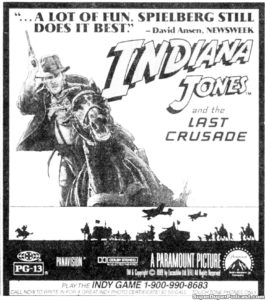 INDIANA JONES AND THE LAST CRUSADE-
Newspaper ad. June 9, 1989.
