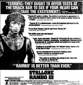 RAMBO III- Newspaper ad.
June 3, 1988.
