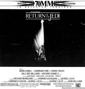 STAR WARS- RETURN OF THE JEDI- Newspaper ad.
June 12, 1983.