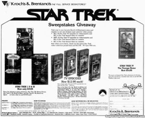 STAR TREK- Newspaper ad.
June 13, 1988.