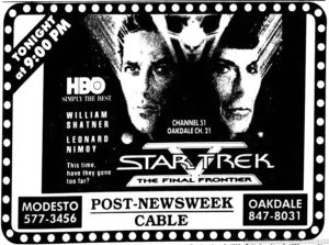 STAR TREK V THE FINAL FRONTIER- Television guide ad. June 3, 1990.