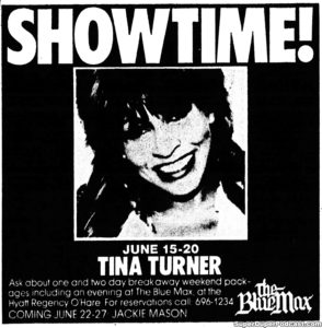 TINA TURNER IN CONCERT- Newspaper ad.
June 15, 1981.