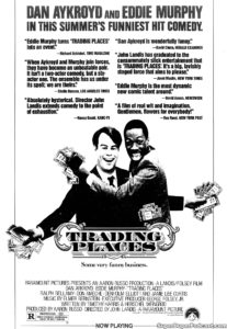 TRADING PLACES- Newspaper ad.
June 20, 1983.