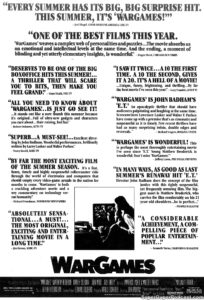 WARGAMES- Newspaper ad.
June 20, 1983.