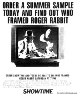 WHO FRAMED ROGER RABBIT- Television guide ad. June 9, 1989.