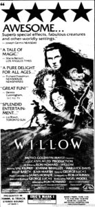 WILLOW- Newspaper ad.
June 3, 1988.