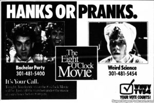 BACHELOR PARTY/WEIRD SCIENCE- Television guide ad.
July 26, 1990.