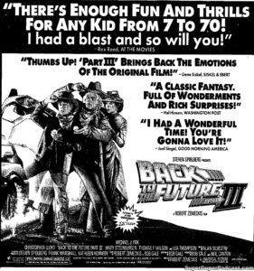 BACK TO THE FUTURE PART III- Newspaper ad.
July 10, 1990.