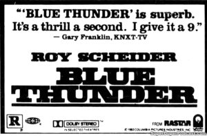 BLUE THUNDER- Newspaper ad.
July 24, 1983.