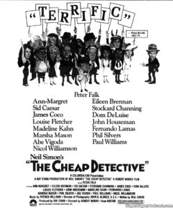 THE CHEAP DETECTIVE- Newspaper ad.
July 5, 1978.