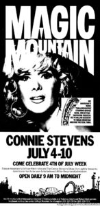 CONNIE STEVEN IN CONCERT- Newspaper ad.
July 4, 1977.