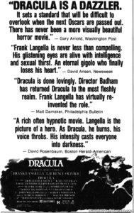 DRACULA- Newspaper ad.
July 23, 1979.