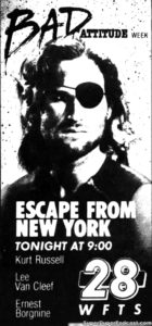 ESCAPE FROM NEW YORK- Television guide ad.
July 18, 1989.