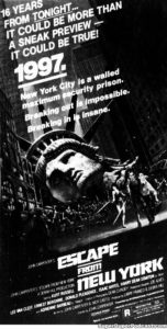 ESCAPE FROM NEW YORK- Newspaper ad.
July 4, 1981.