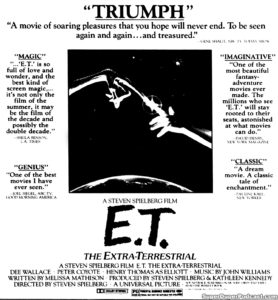 E.T.- Newspaper ad.
July 23, 1982.