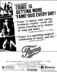 FAME- Newspaper ad.
July 13, 1980.