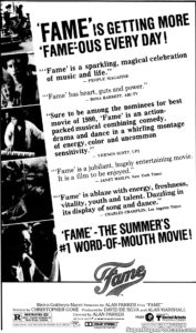 FAME- Newspaper ad.
July 8, 1980.