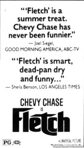 FLETCH- Newspaper ad.
July 3, 1985.