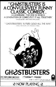 GHOSTBUSTERS- Newspaper ad.
July 10, 1984.