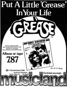 GREASE- Newspaper ad.
July 9, 1978.
