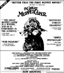 THE GREAT MUPPET CAPER- Newspaper ad.
July 13, 1981.