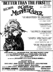 THE GREAT MUPPET CAPER- Newspaper ad. July 6, 1981.