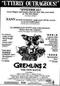 GREMLINS 2: THE NEW BATCH- Newspaper ad.
July 18, 1990.
