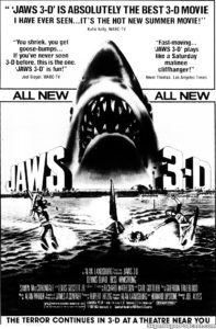 JAWS 3D- Newspaper ad.
July 31, 1983.