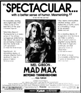 MAD MAX BEYOND THUNDERDOME- Newspaper ad.
July 26, 1985.