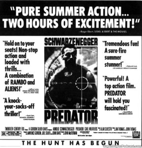 PREDATOR- Newspaper ad.
July 10, 1987.