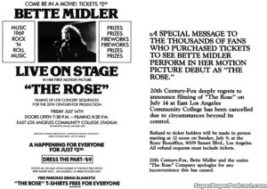 THE ROSE- Newspaper ad.
July 14, 1978.