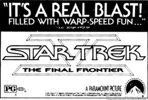 STAR TREK V: THE FINAL FRONTIER- Newspaper ad.
July 23, 1989.