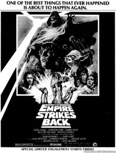 STAR WARS THE EMPIRE STRIKES BACK- Newspaper ad.
July 31, 1981.