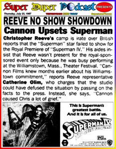 SUPERMAN IV-
July 23, 1987.
Caped Wonder Stuns City!