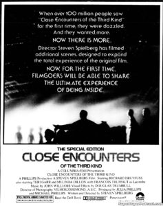 CLOSE ENCOUNTERS OF THE THIRD KIND- Newspaper ad.
August 1, 1980.