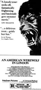 AN AMERICAN WEREWOLF IN LONDON- Newspaper ad.
September 20, 1981.