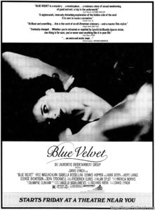 BLUE VELVET- Newspaper ad.
September 19, 1986.
