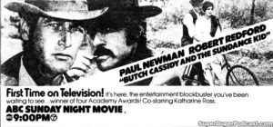 BUTCH CASSIDY AND THE SUNDANCE KID- Television guide ad.
September 26, 1976.